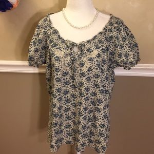 Bit & Bridle floral on/off shoulder keyhole top